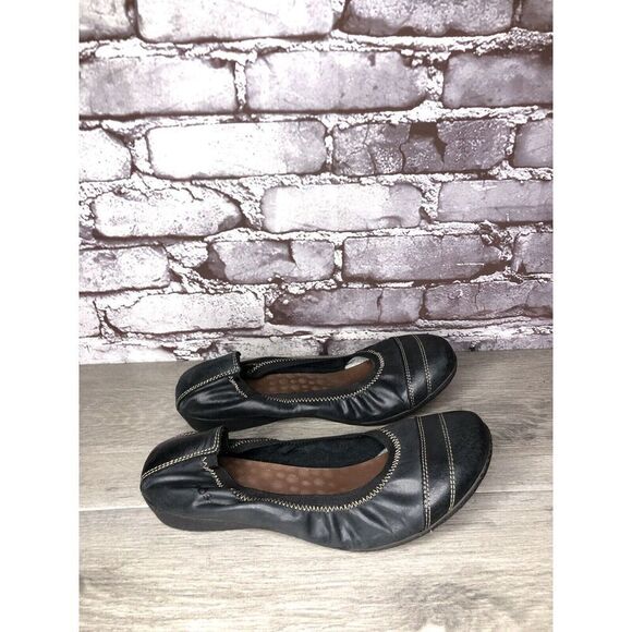 Taos Black Leather Slip On Elastic Ballet Flats Shoes Women Sz 39EU/8.5M US - Picture 12 of 16